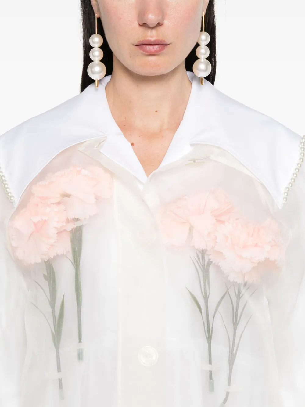 Shop Simone Rocha Stuffed Carnation Coat In Neutrals