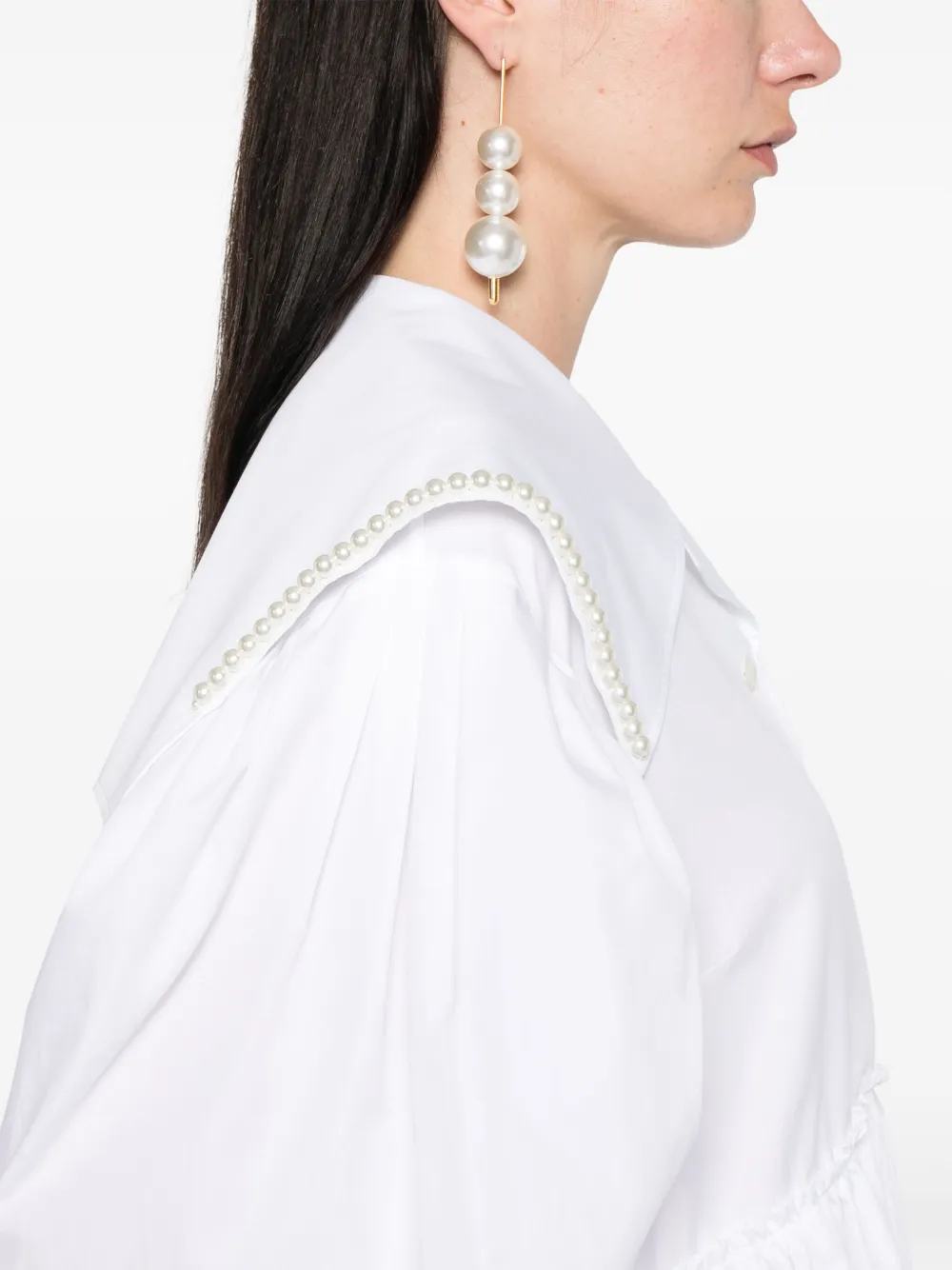 Simone Rocha Mini-jurk met matrozenkraag en kralen Wit