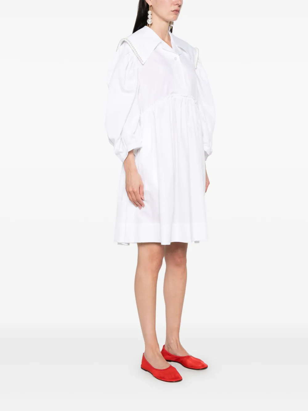 Simone Rocha Mini-jurk met matrozenkraag en kralen Wit