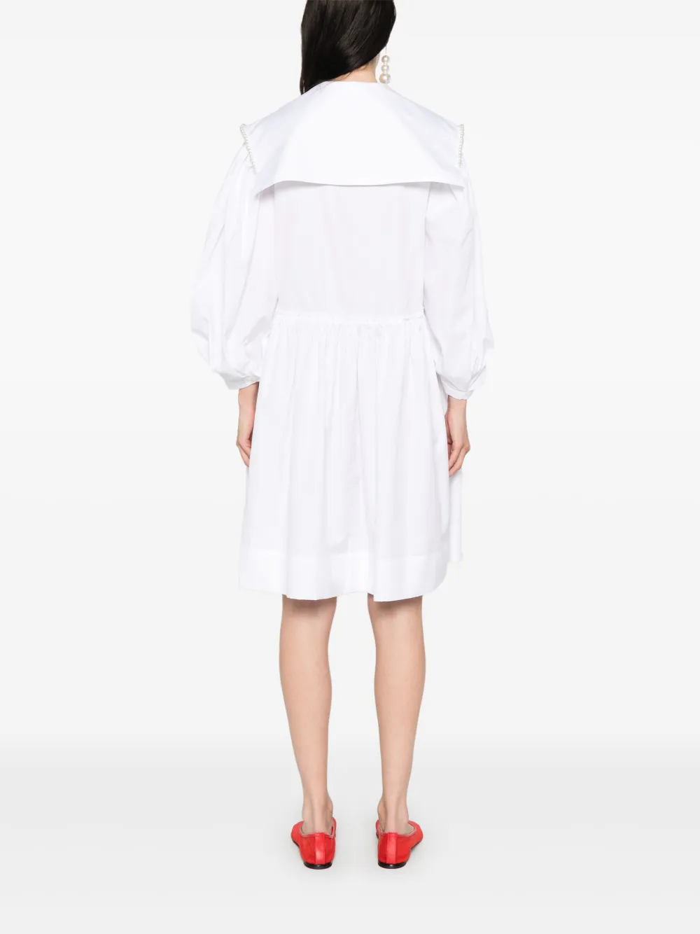 Simone Rocha Mini-jurk met matrozenkraag en kralen Wit