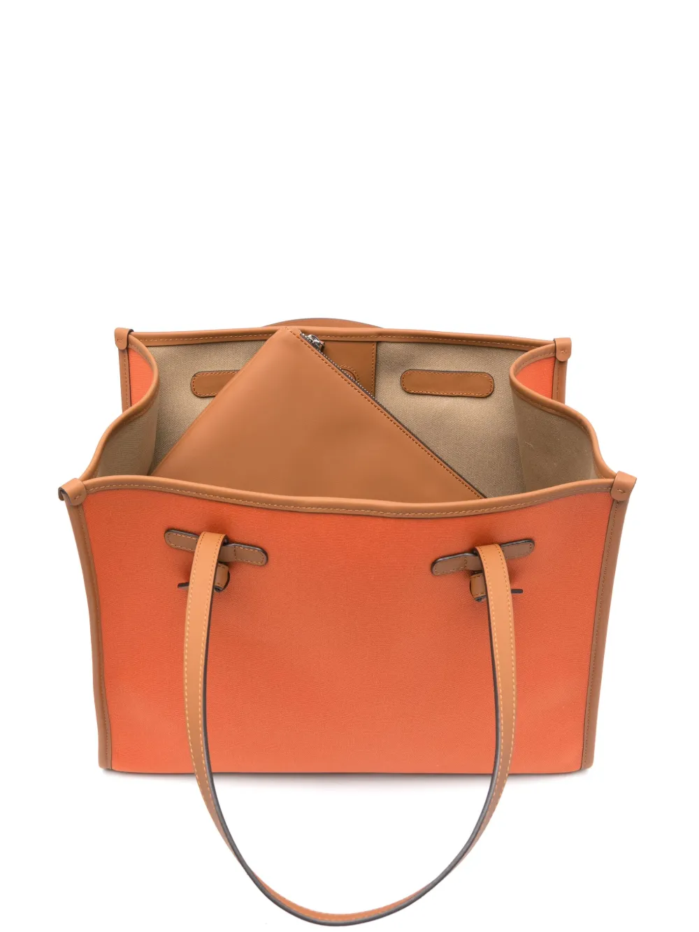Gianni Chiarini Structured Orange Cotton Shopper Bag In 橘色