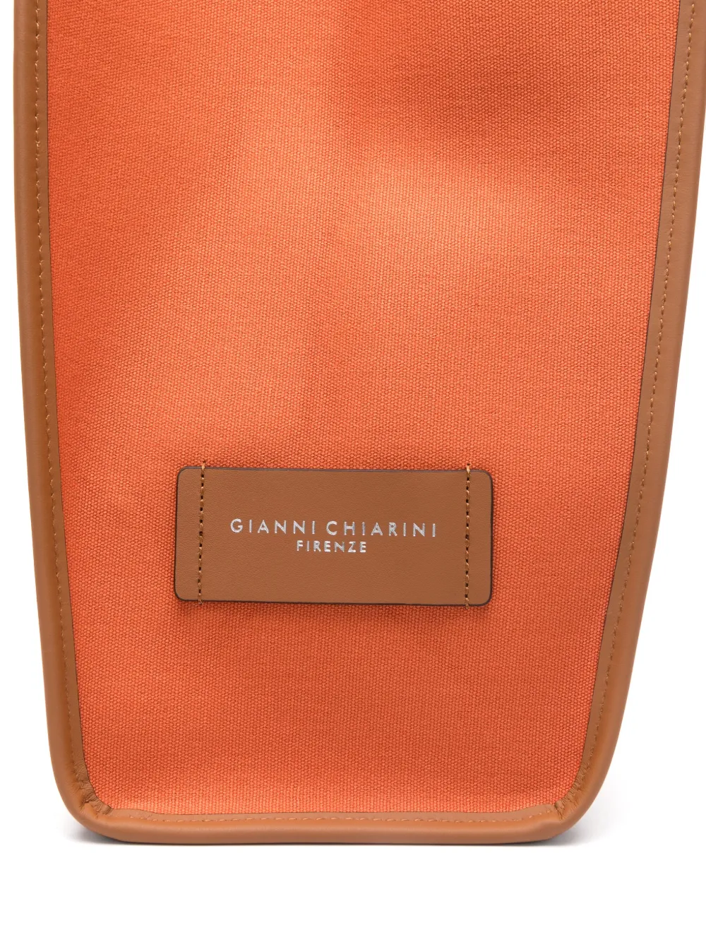 Gianni Chiarini Structured Orange Cotton Shopper Bag In 橘色