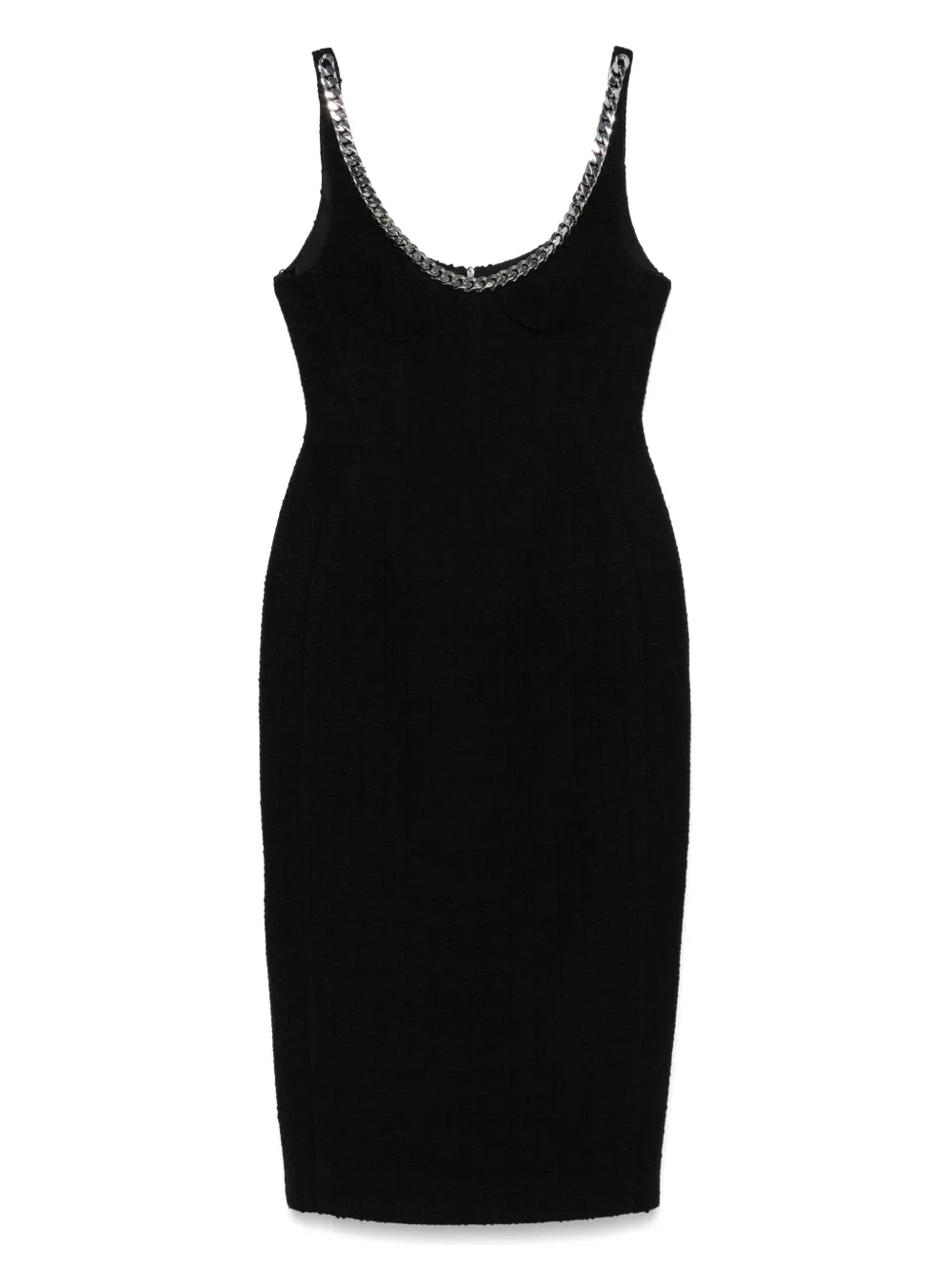 chunky chain neckline midi dress