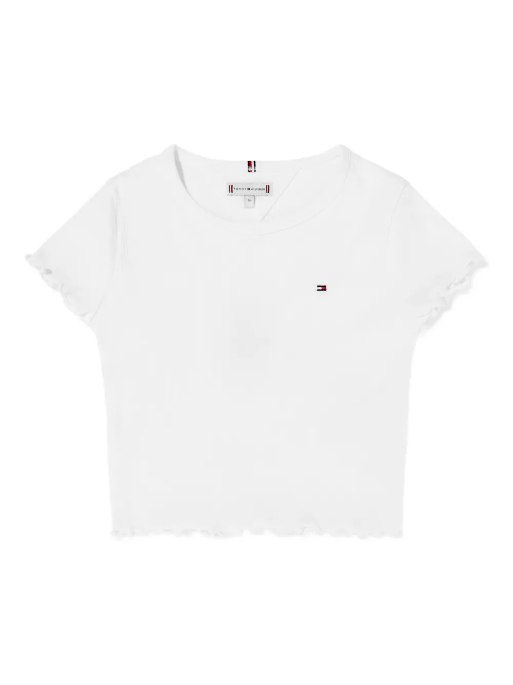 Shop Tommy Hilfiger Junior Fine-ribbed T-shirt In White