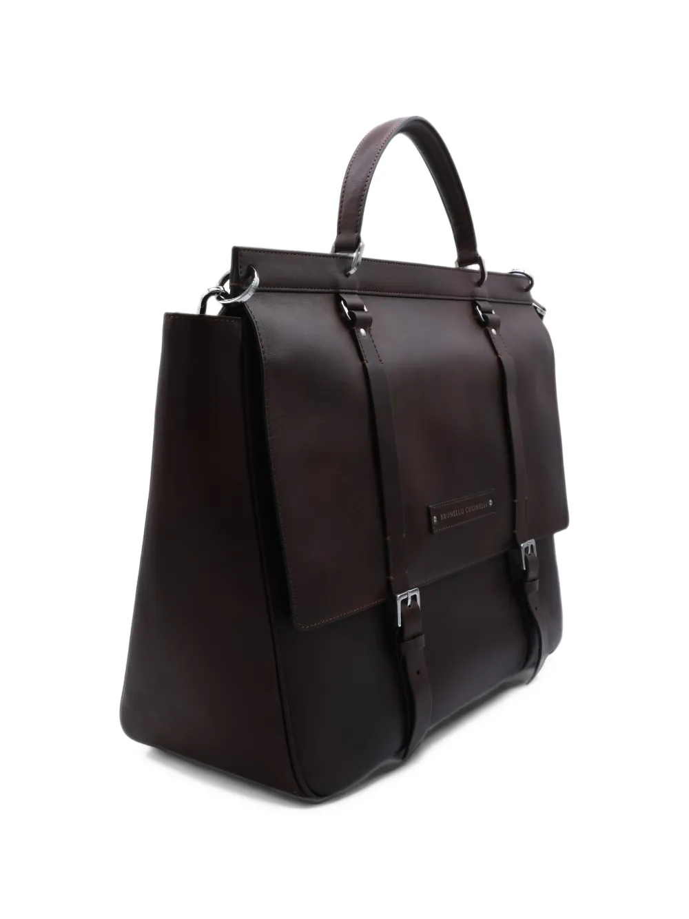 Brunello Cucinelli Leren aktetas Bruin