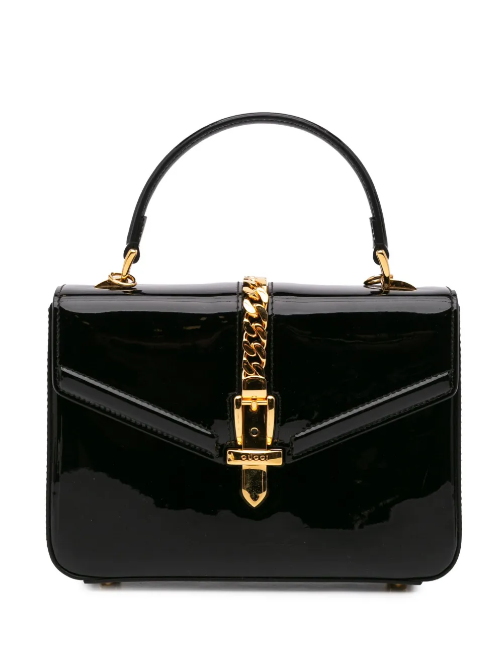 Gucci Pre-Owned 2016-2024 Mini Patent Sylvie 1969 Top Handle Bag satchel | Black | Image 1