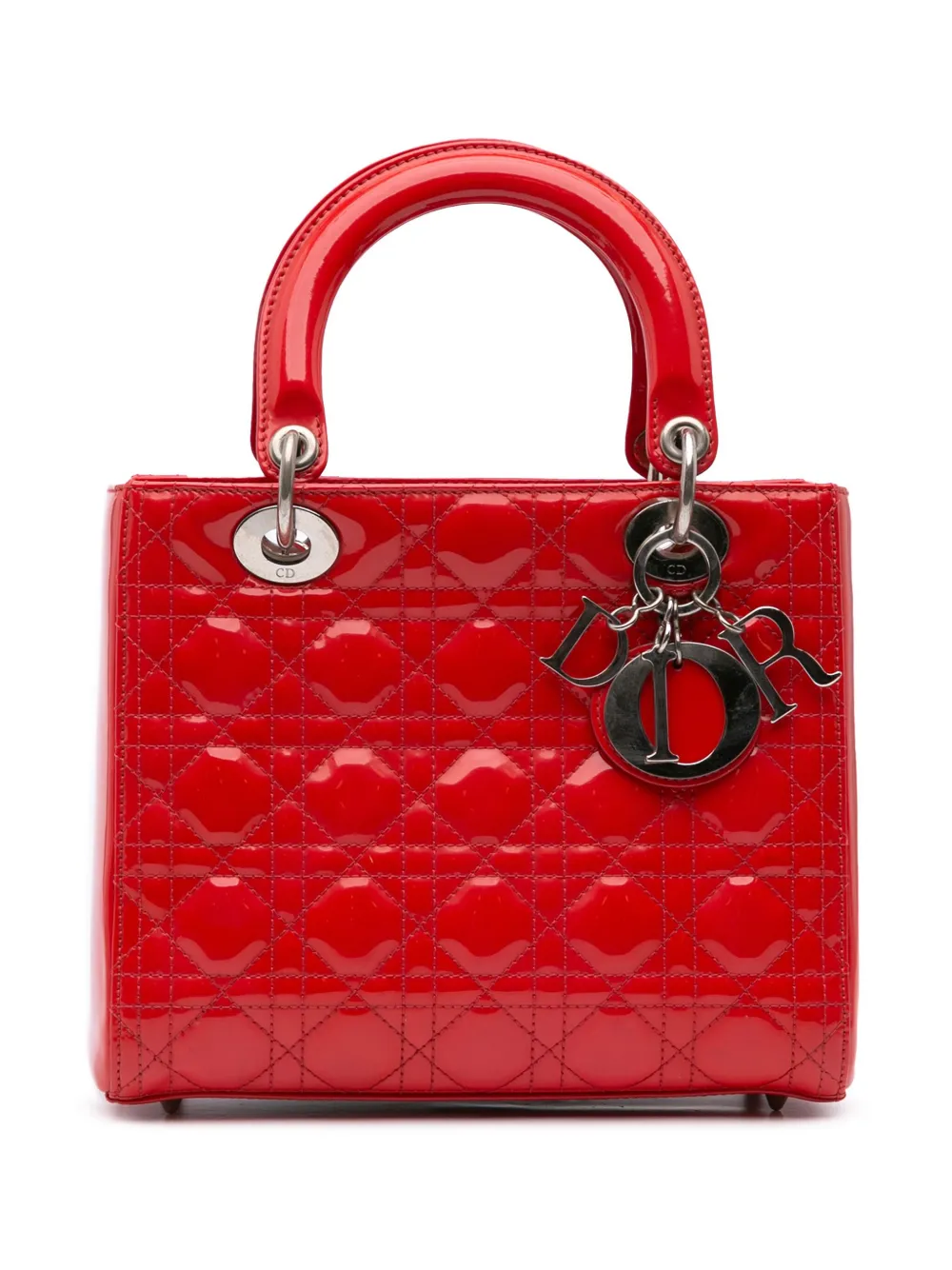 Christian Dior Pre-Owned 2010 ミディアム パテント カナージュ レディ ディオール サッチェルバッグ - Christian Dior Pre-Owned 2010 ミディアム パテント カナージュ レディ ディオール サッチェルバッグ -