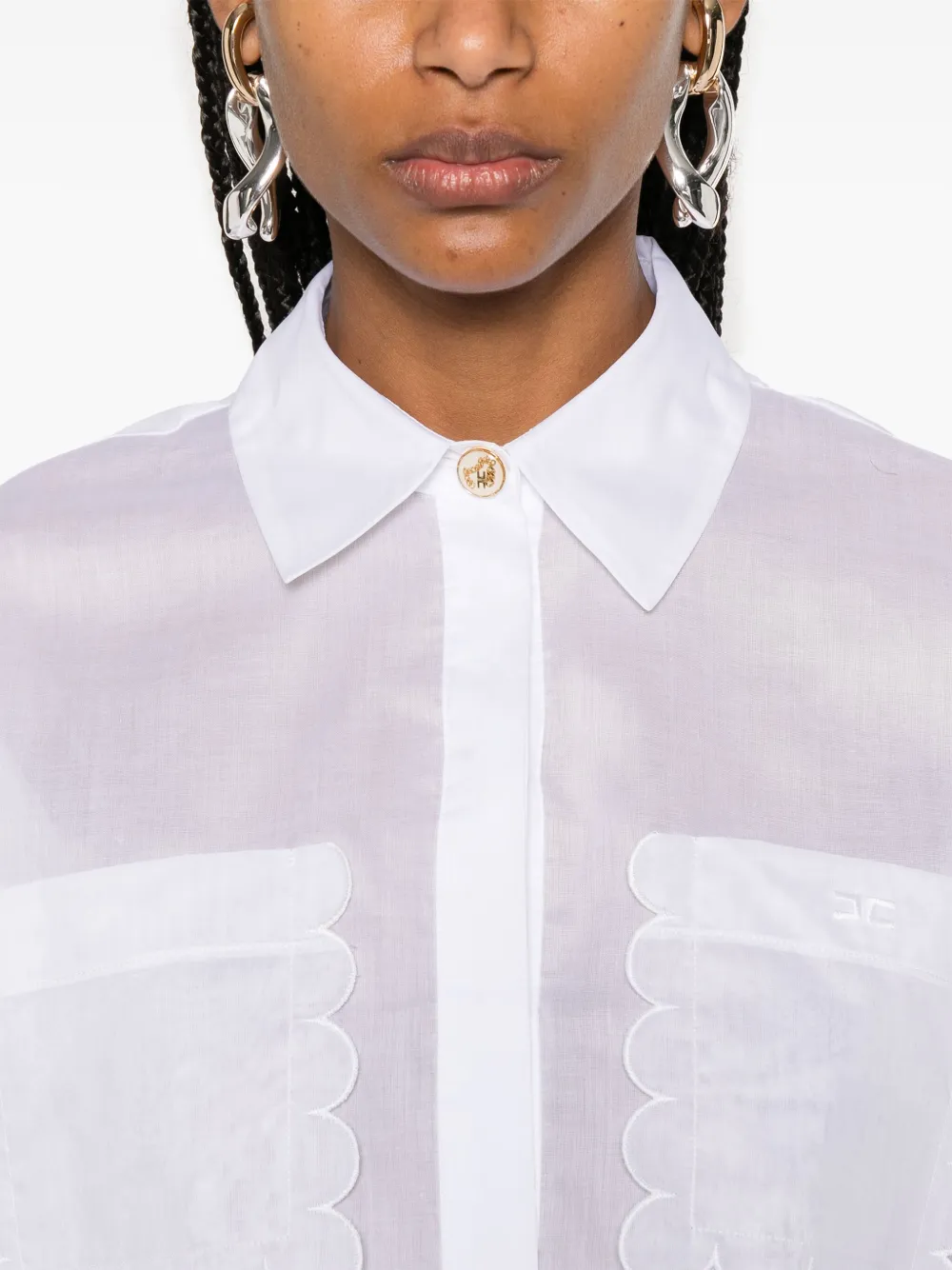 Elisabetta Franchi Shirt met geborduurd logo Wit