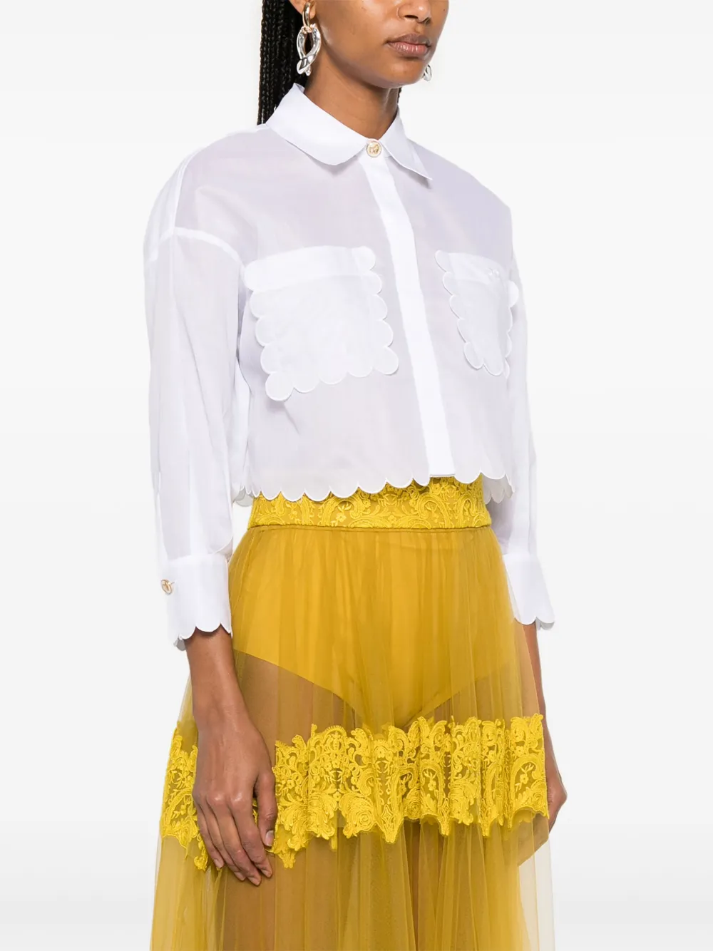Elisabetta Franchi Shirt met geborduurd logo Wit