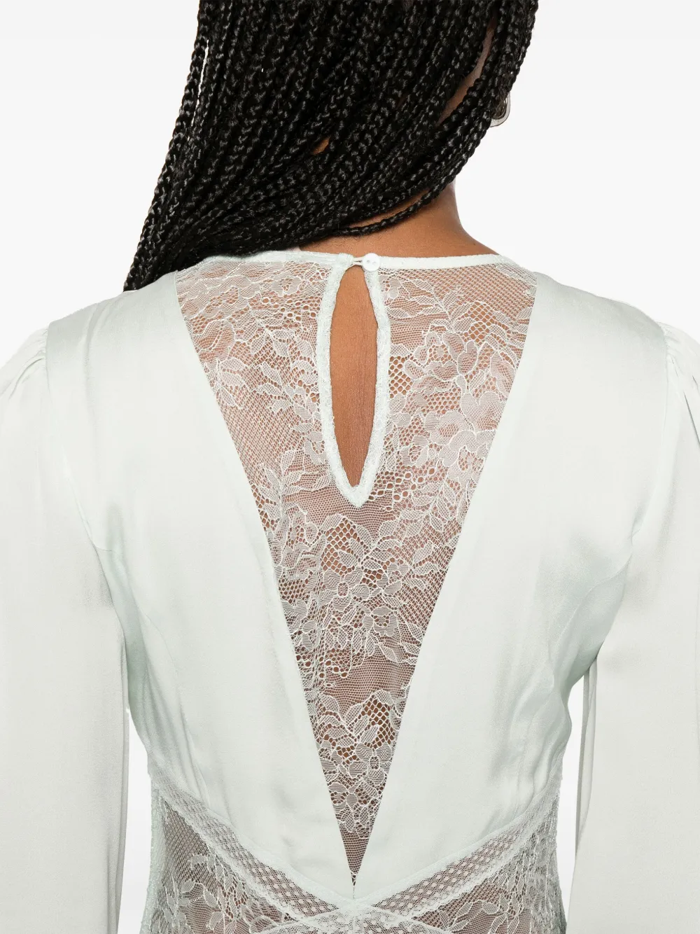 Shop Twinset Lace-panels Gown In Green