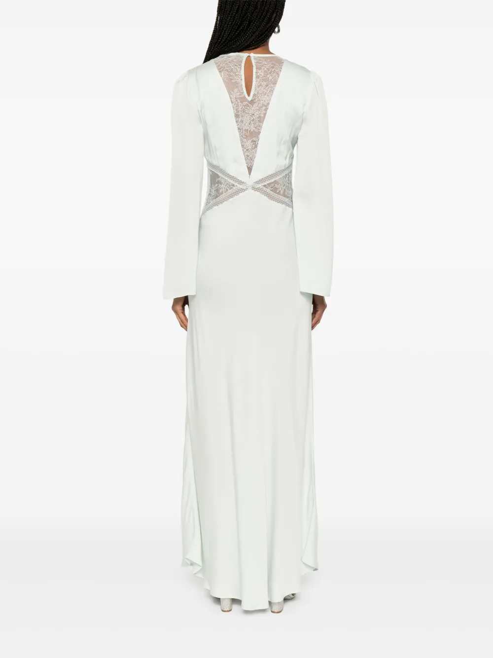 Shop Twinset Lace-panels Gown In Green