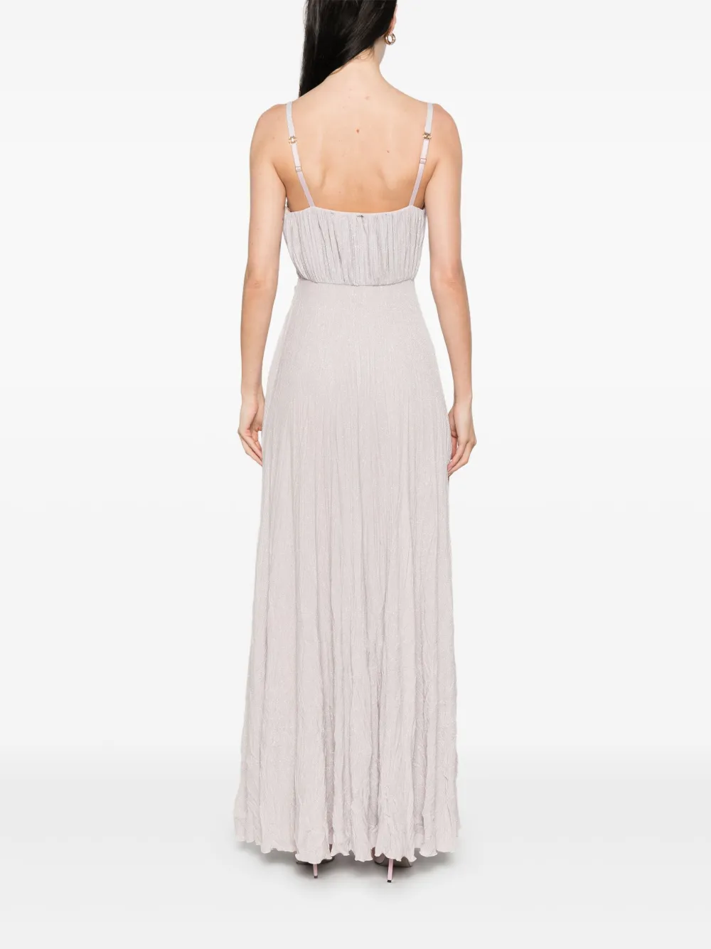 Shop Elisabetta Franchi Floral-appliqué Gown In Purple
