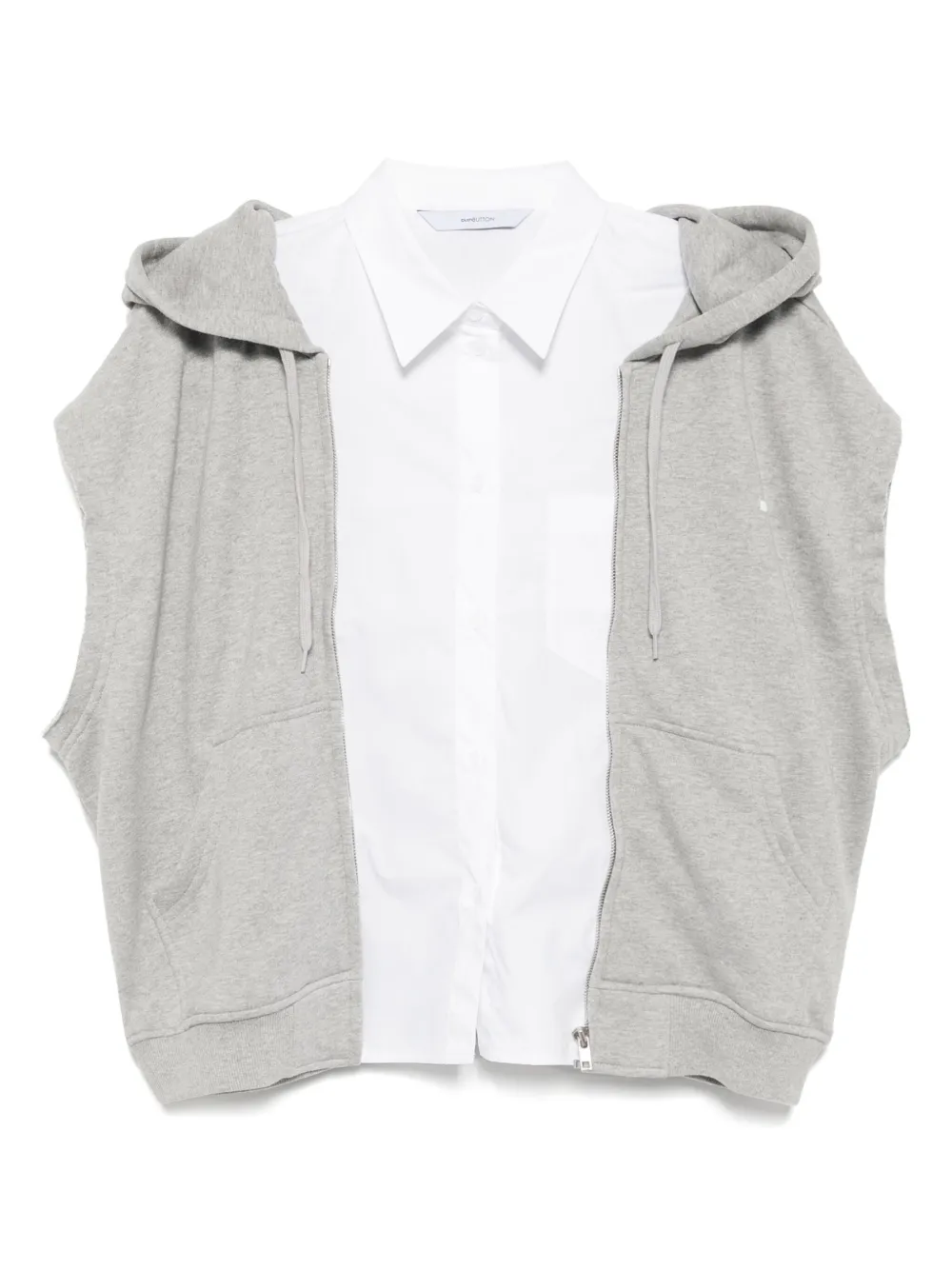 Pushbutton Shirt Layered Hoodie