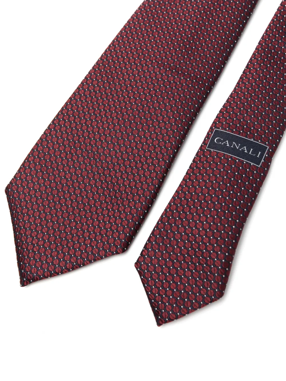 Canali Zijden stropdas met jacquard-patroon - Rood