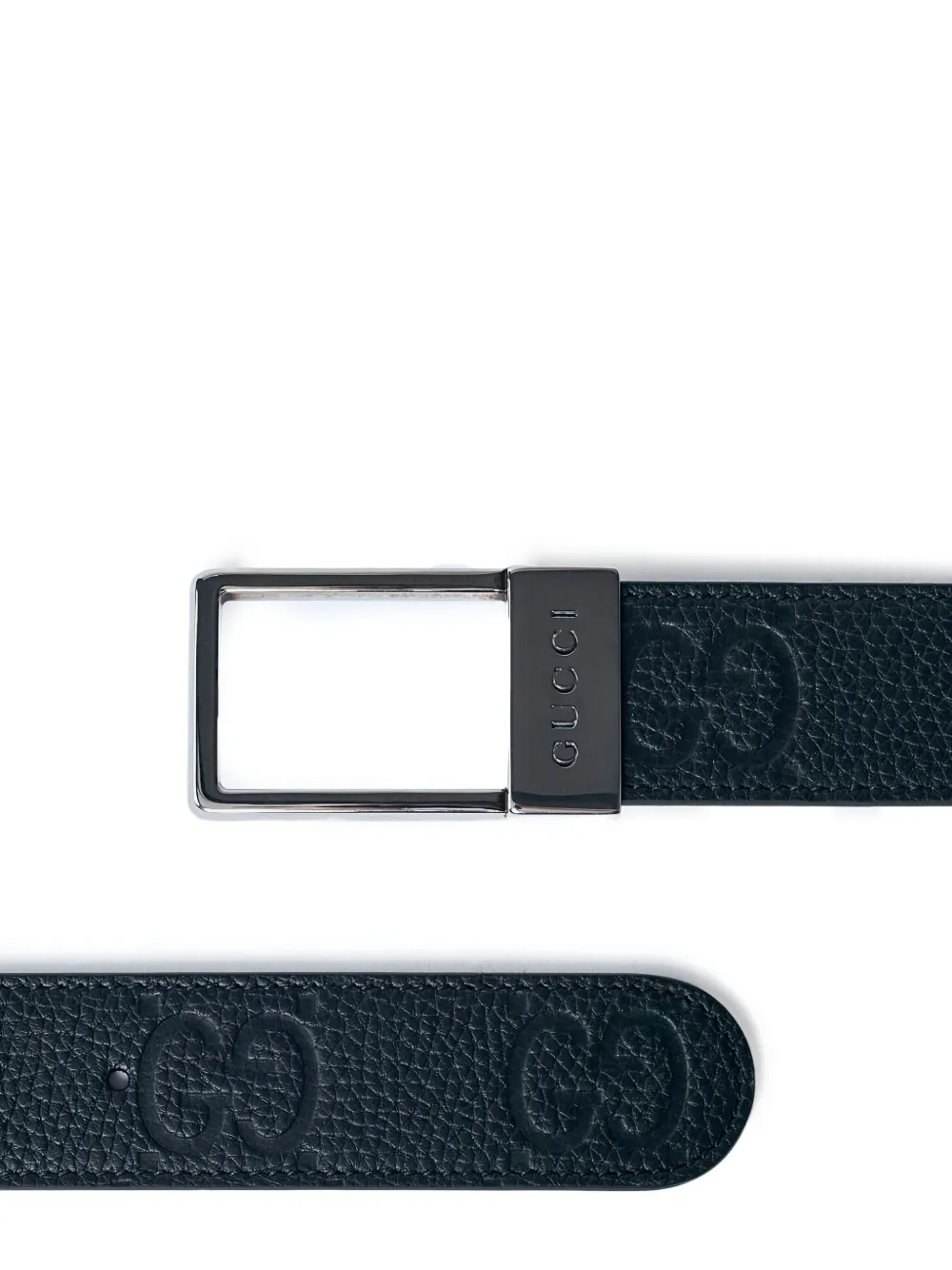 Gucci Leren riem met monogram-reliëf Zwart
