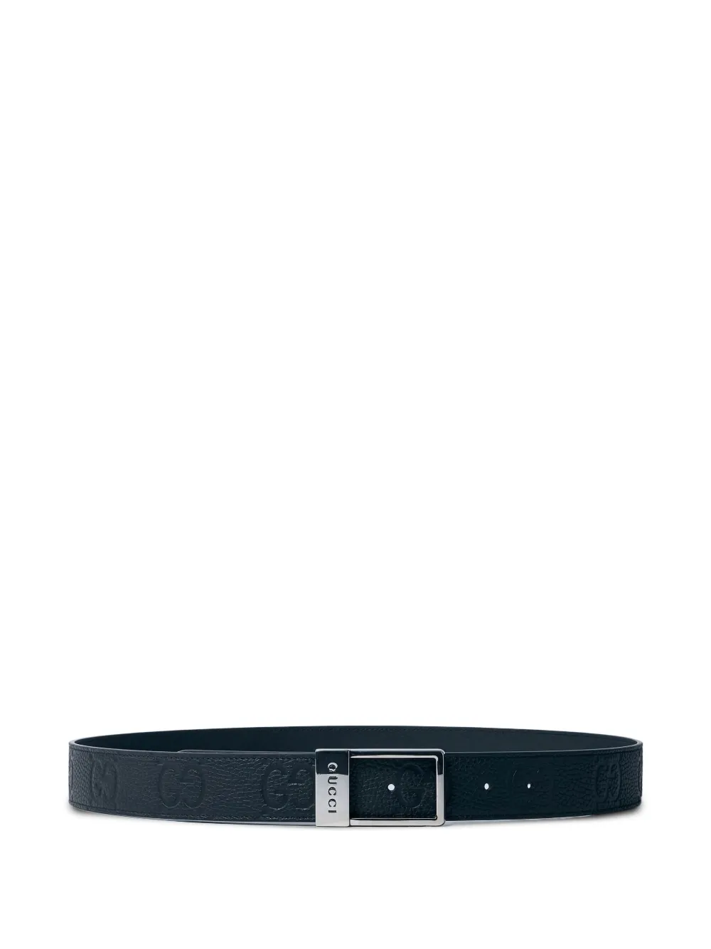 Gucci Leren riem met monogram-reliëf Zwart