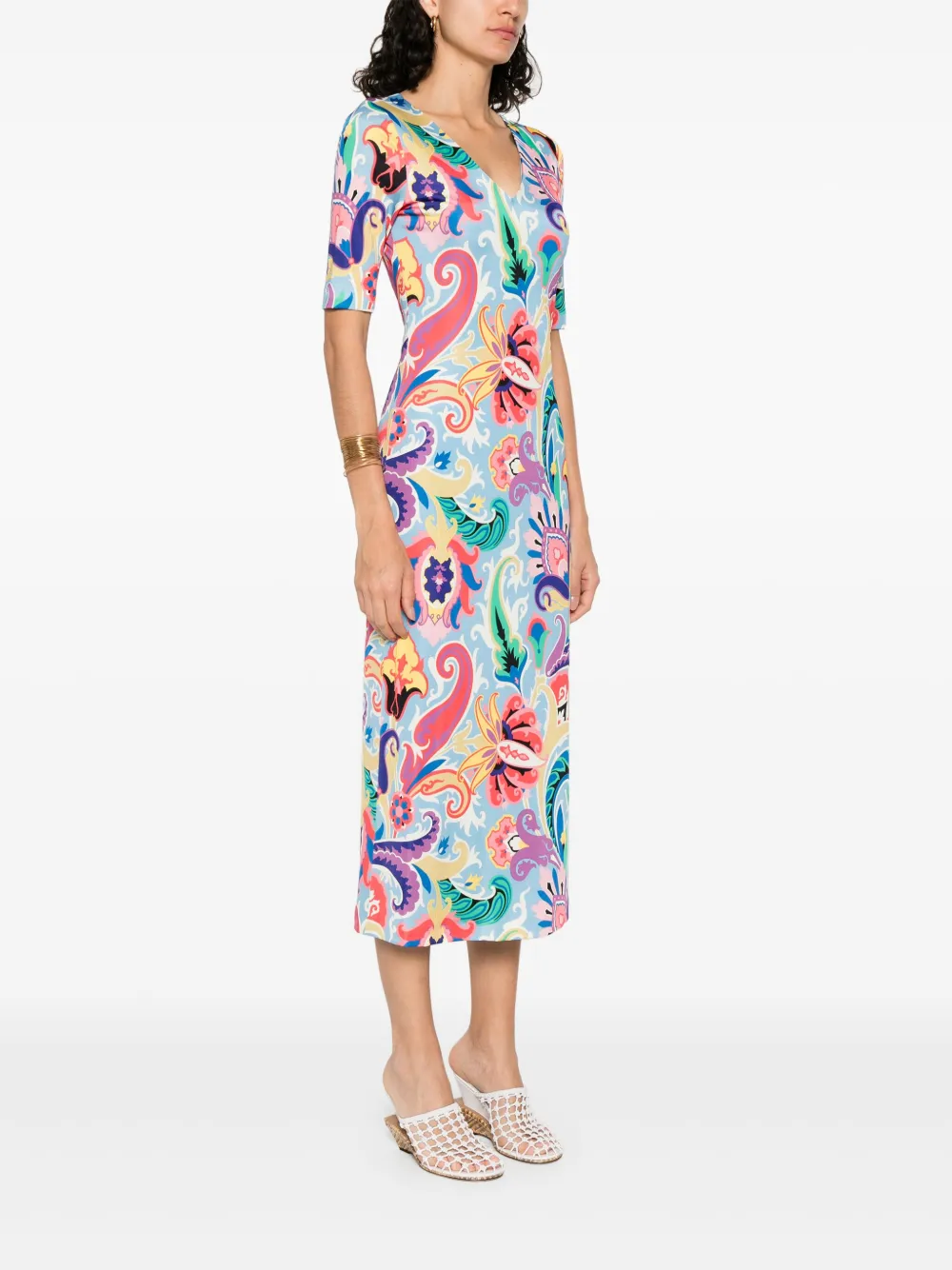 ETRO Midi-jurk met paisley-print Blauw