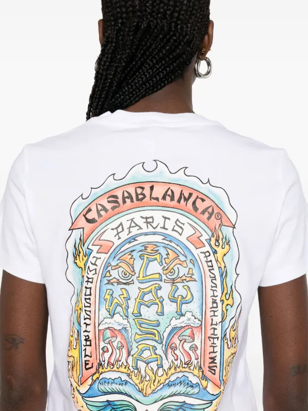 Tシャツ・カットソー CASABLANCA WOMEN Casa Way Skate Fitted T-Shirt White 29737668_58862997_600.jpg