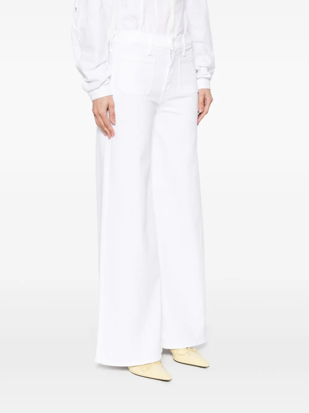 Shop Mother Wide-leg Jeans In White