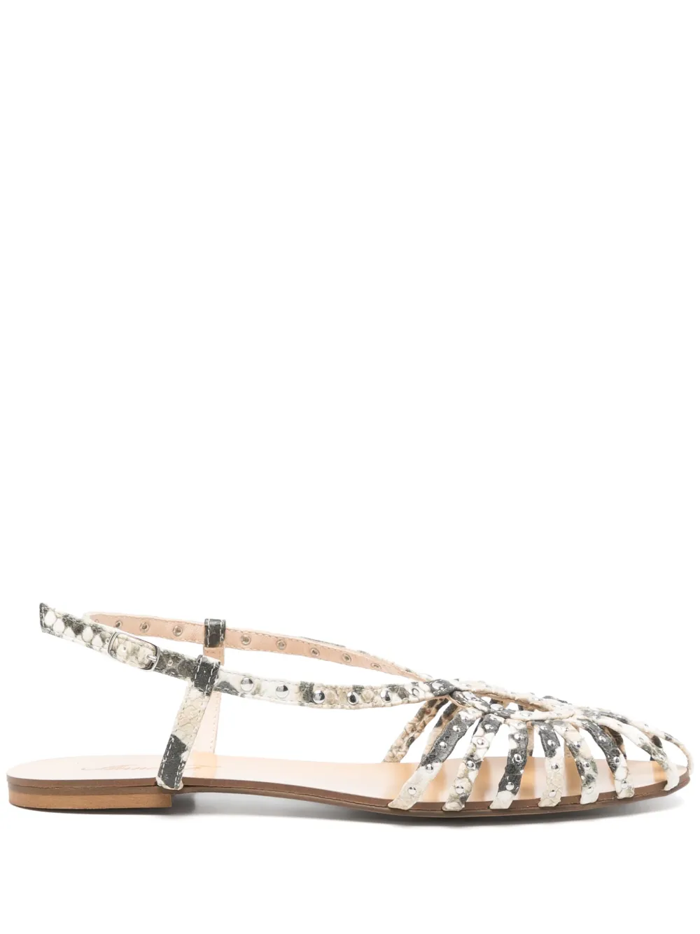 Anna F. Sandalen met pythonprint Beige