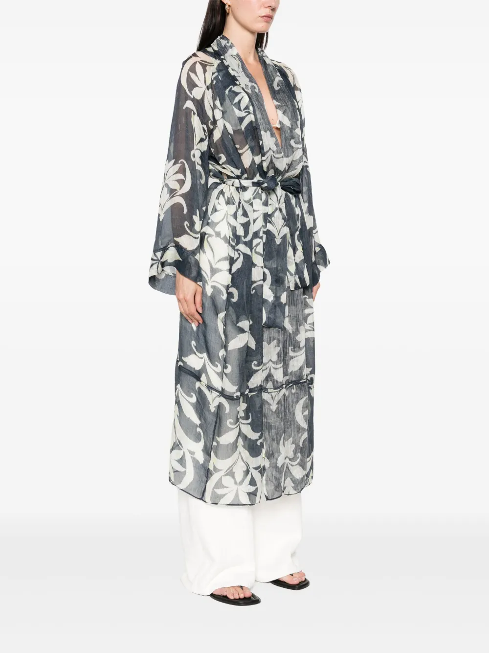 Forte Jas met bloemenprint Blauw
