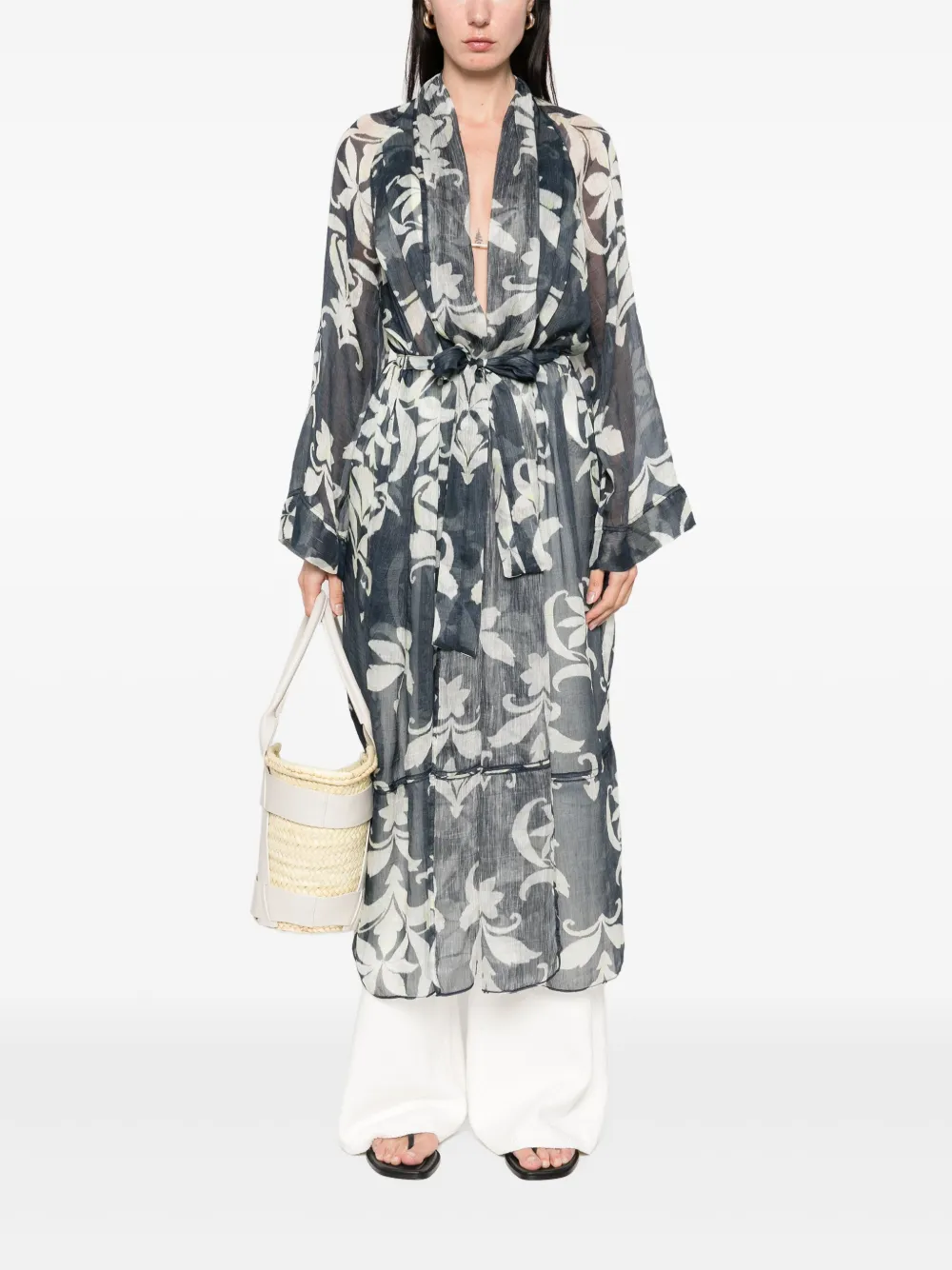 Forte Jas met bloemenprint Blauw