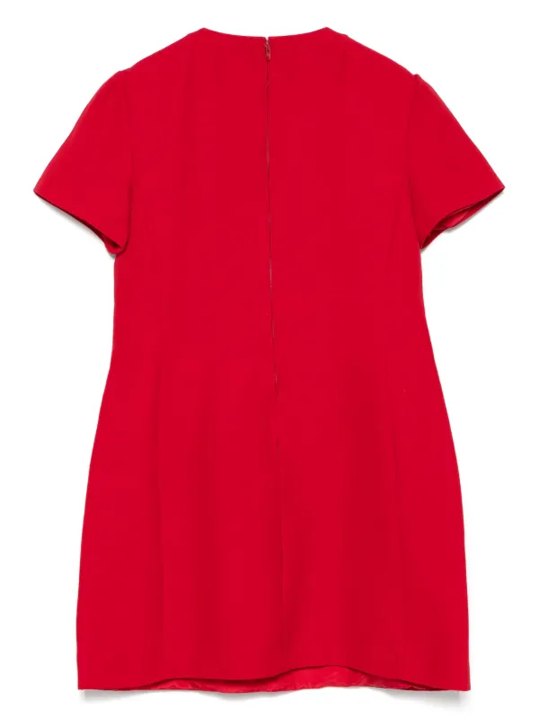 open lace back dress Red Crepe Godet Hem Mini Dress With Faille Ruffle main image 1