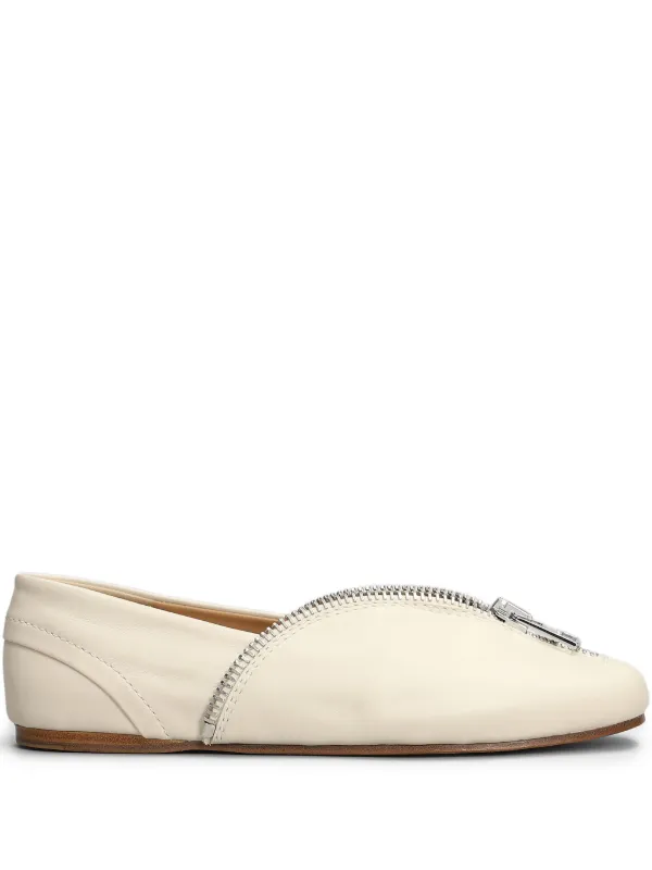 JW ANDERSON フラット&ハレリナシュス JW Anderson ジップディテール フラットシューズ | ニュートラル