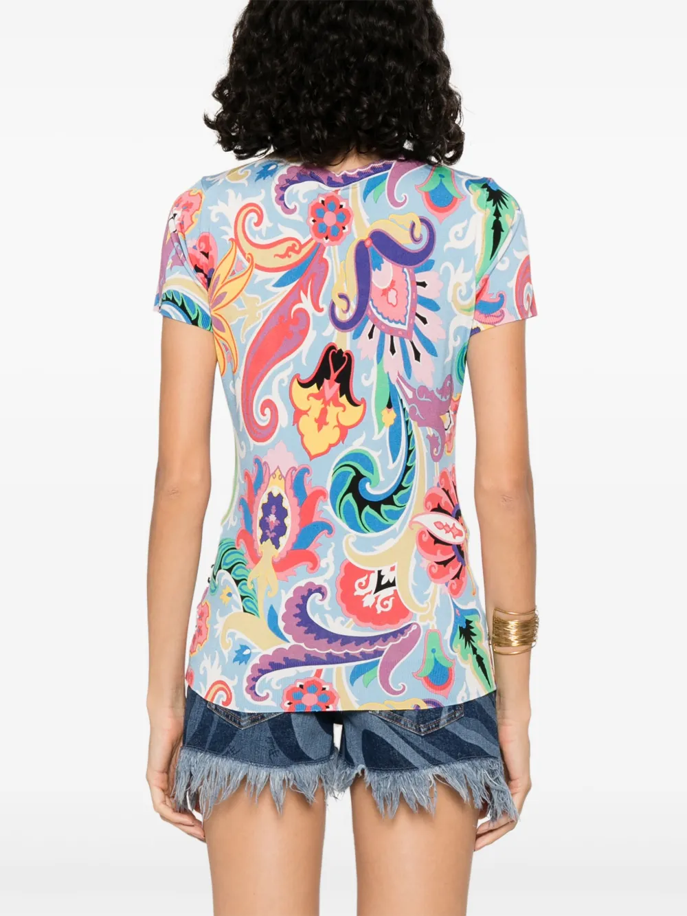 ETRO T-shirt met paisley-print Blauw