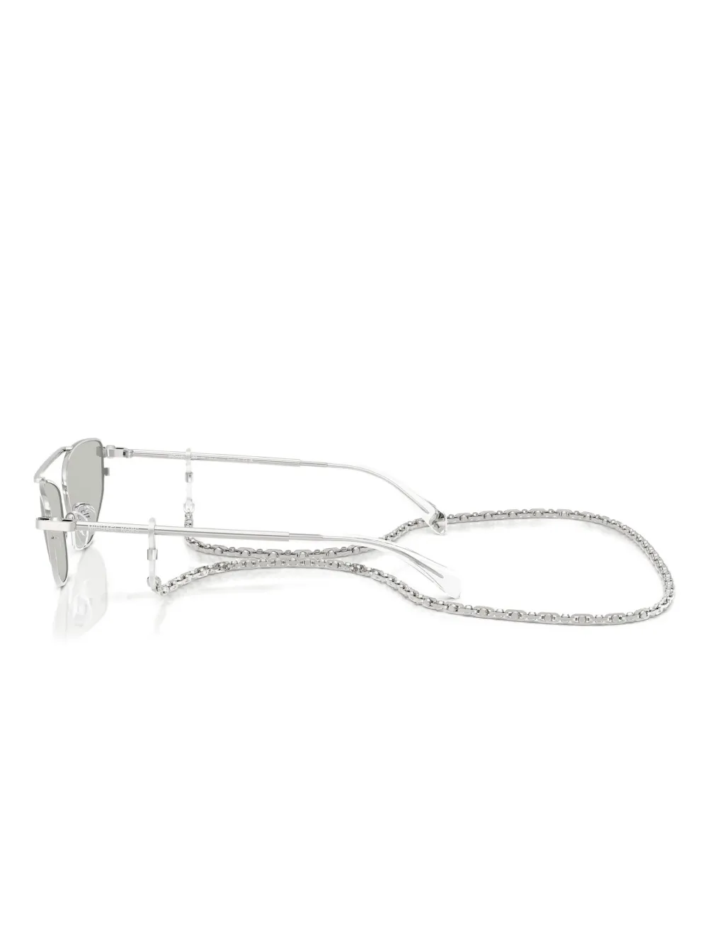 Michael Kors chain-embellished geometric sunglasses Silver Shiny