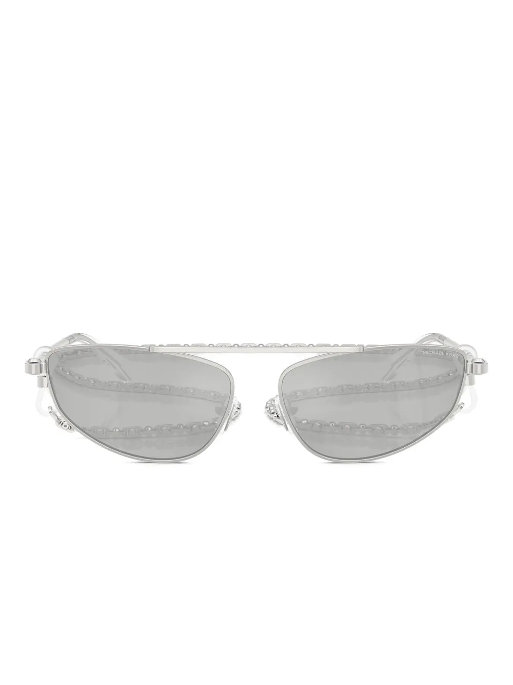 Michael Kors chain-embellished geometric sunglasses Silver Shiny