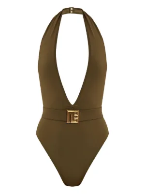 BALMAIN ワンピース バルマン ナイロン 水着 40 ゴールド