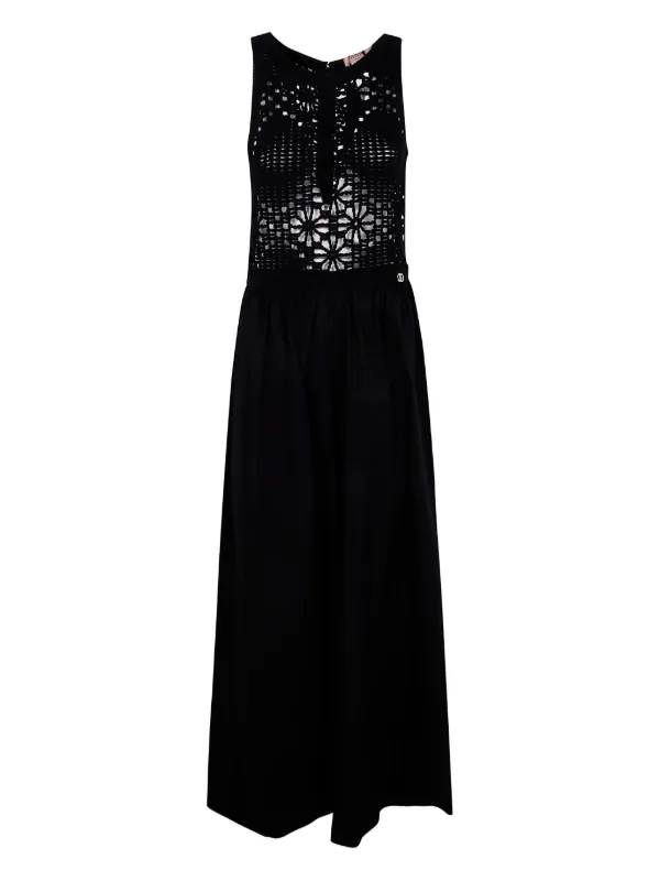 Twinset Crochet-paneled Maxi Dress - Black