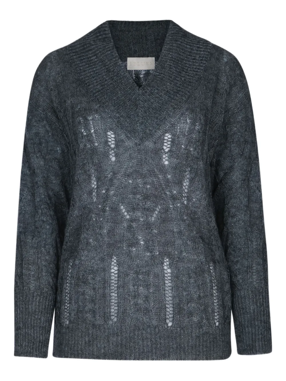 I BLUES V-NECK POINTELLE-KNIT SWEATER