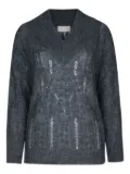 I BLUES V-neck pointelle-knit sweater - Grey