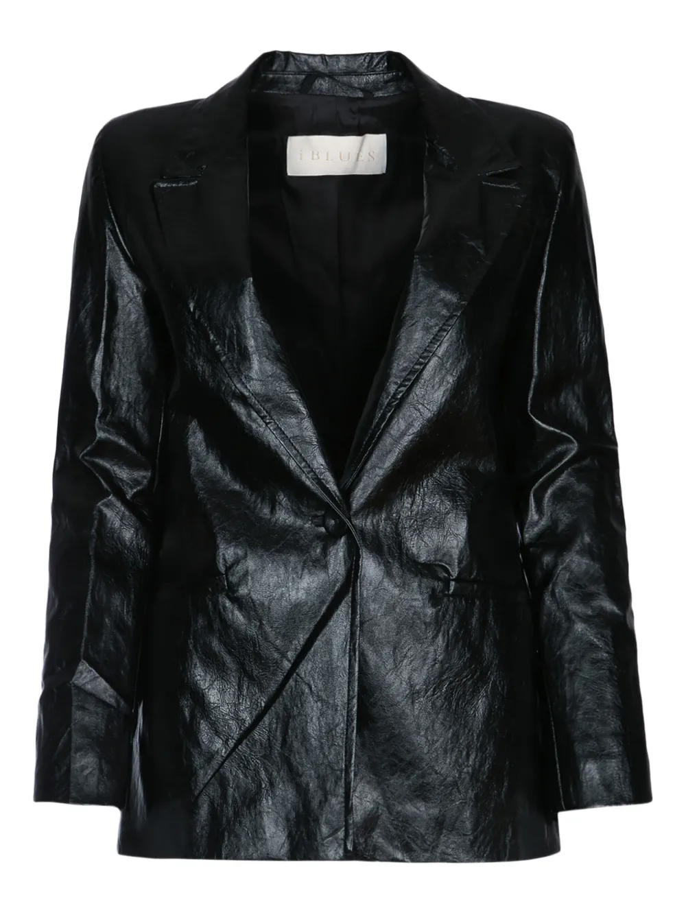 I BLUES Leren blazer Zwart