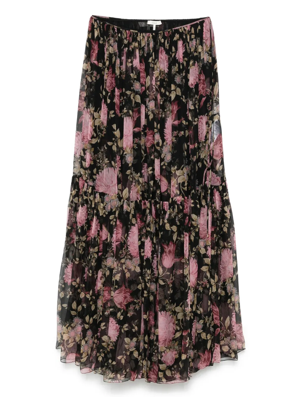 Chloé フローラル スカート - ブラック Chloé フローラル スカート - ブラック