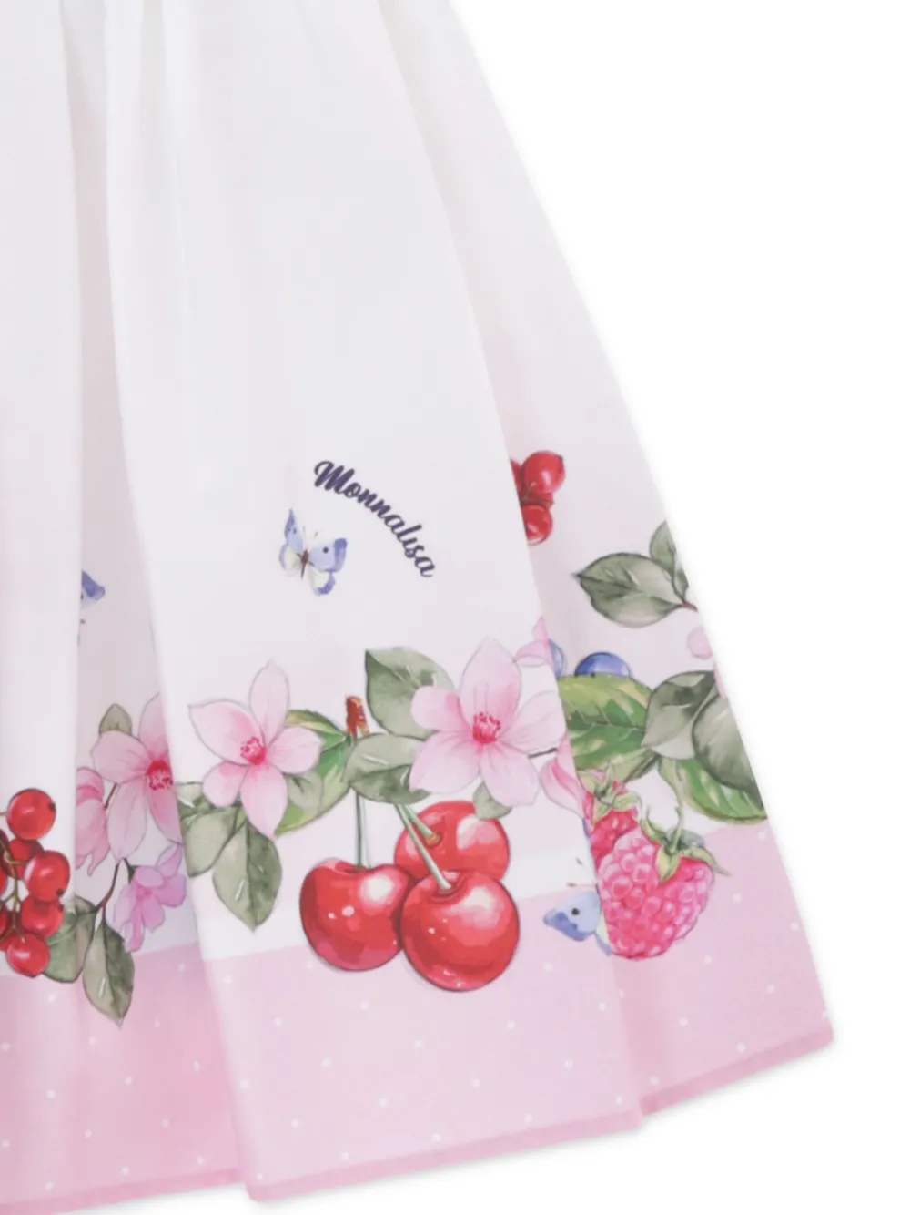 Monnalisa Plooirok met fruitprint Wit