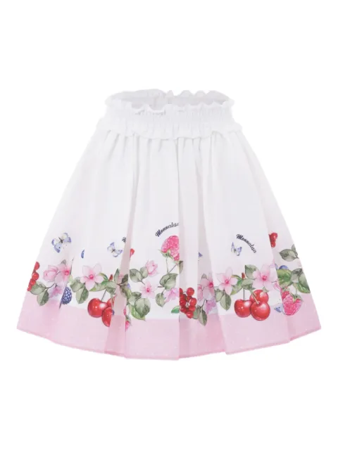 Monnalisa fruit-print pleated skirt