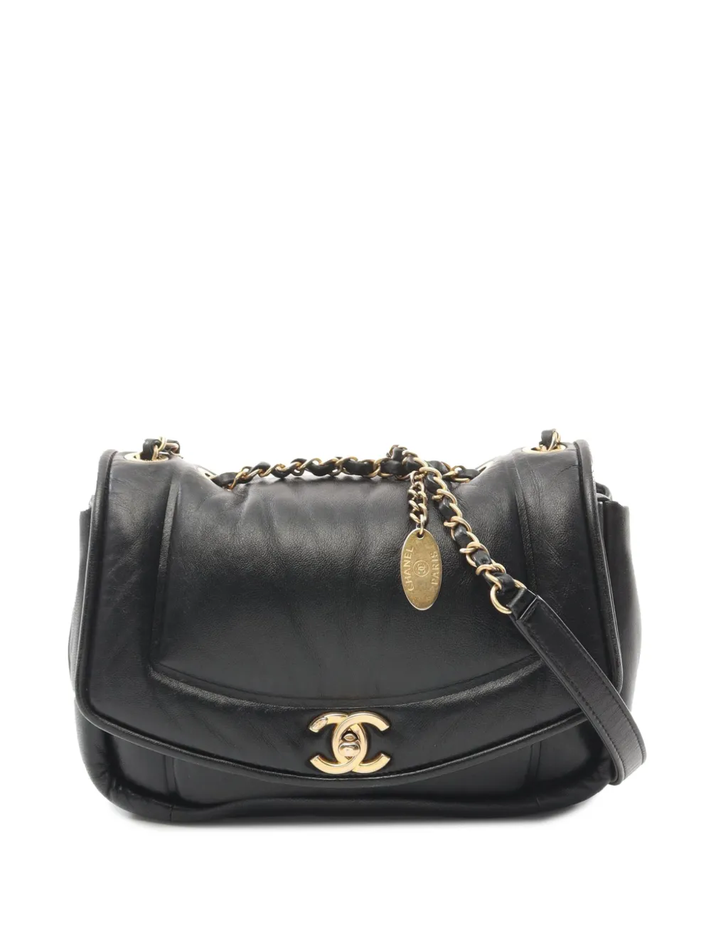 CHANEL Pre-Owned 2019 スモール ラムスキン パフィーフラップ ショルダーバッグ - ブラック CHANEL Pre-Owned 2019 スモール ラムスキン パフィーフラップ ショルダーバッグ - ブラック