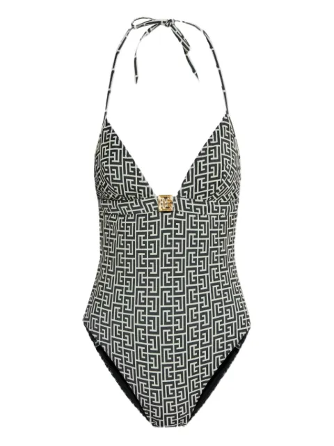 Balmain monogram-pattern swimsuit 