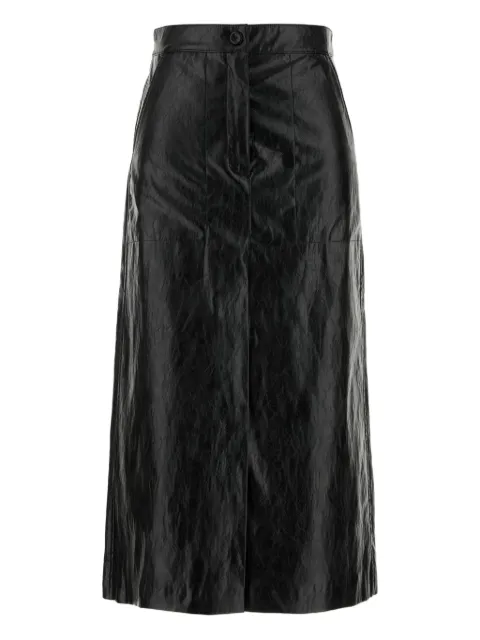 I BLUES textured leather midi skirt