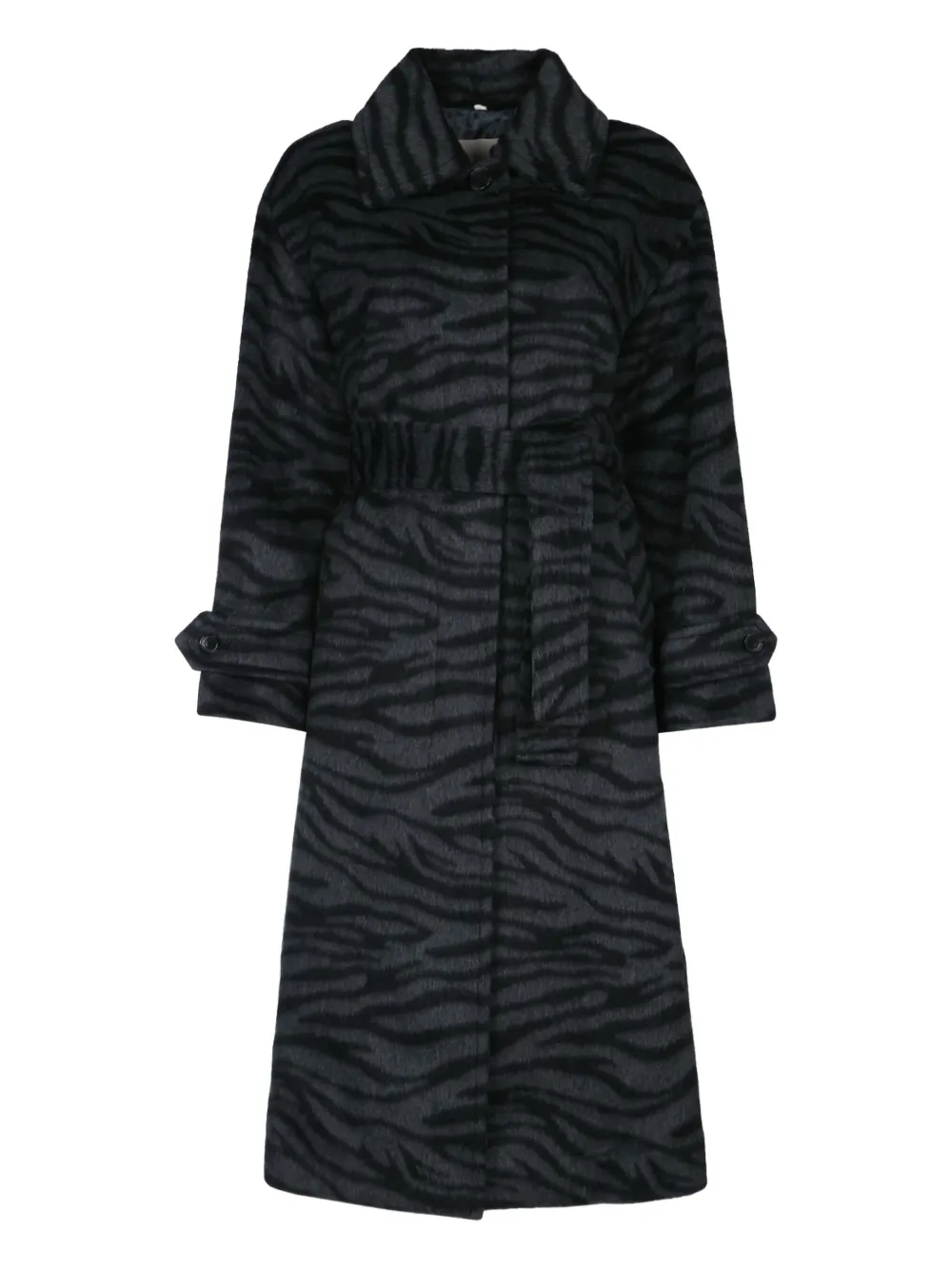I BLUES ZEBRA-PRINT BELTED COAT