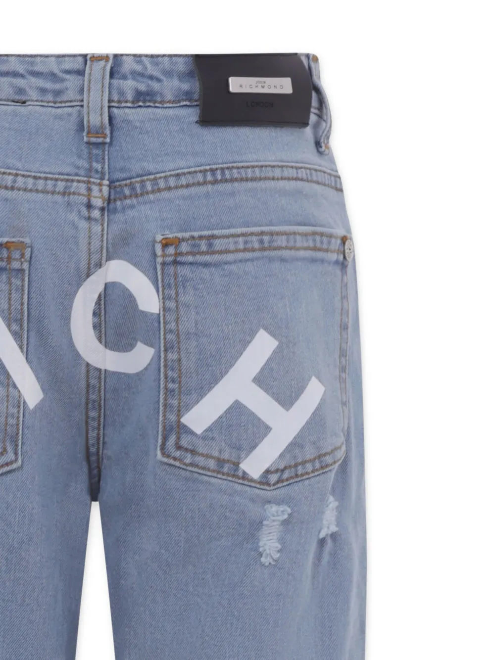 John Richmond Junior Jeans met gerafeld effect Blauw