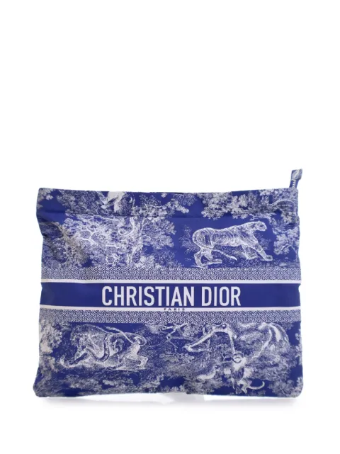 Christian Dior Pre-Owned 2022 Technical Fabric Toile De Jouy Reverse Diortravel Zipped Pouch clutch bag