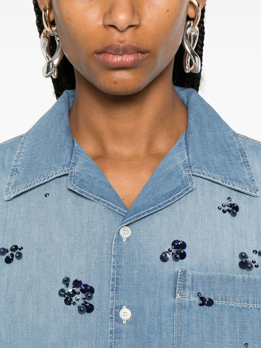 Fabiana Filippi Blouse met pailletten Blauw