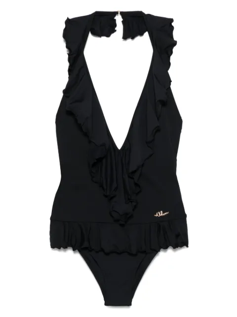 Chloé traje de baño con volantes y cuello en V