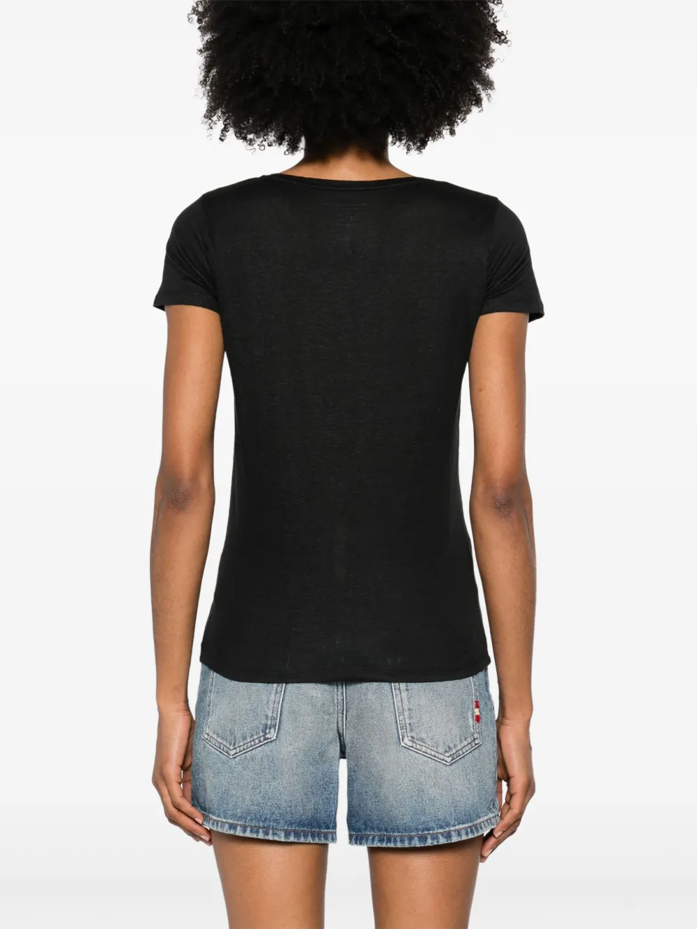 Majestic Filatures T-shirt met V-hals Zwart