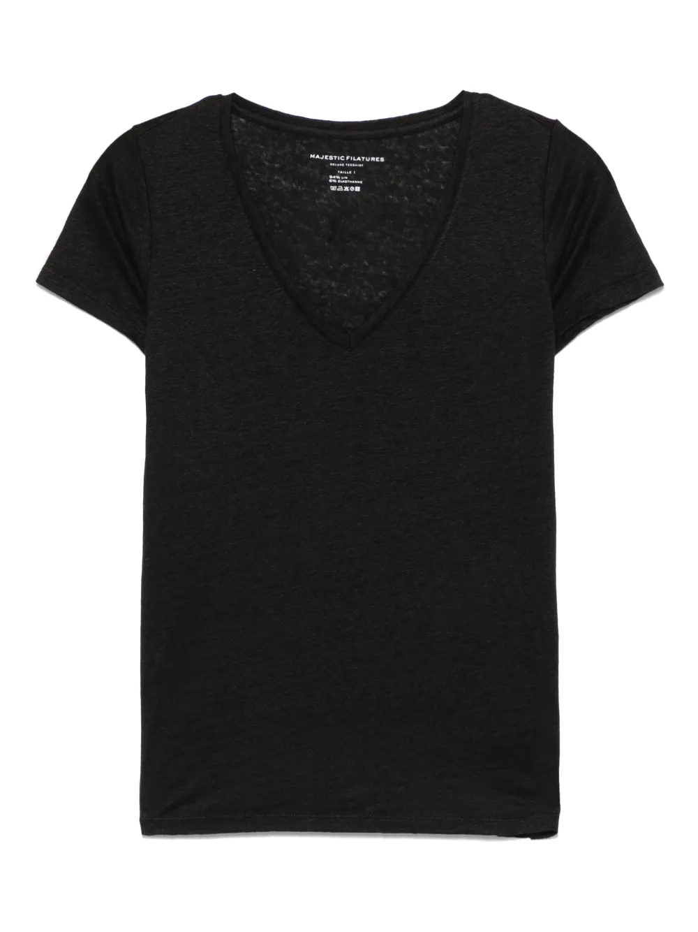 Majestic Filatures T-shirt met V-hals Zwart