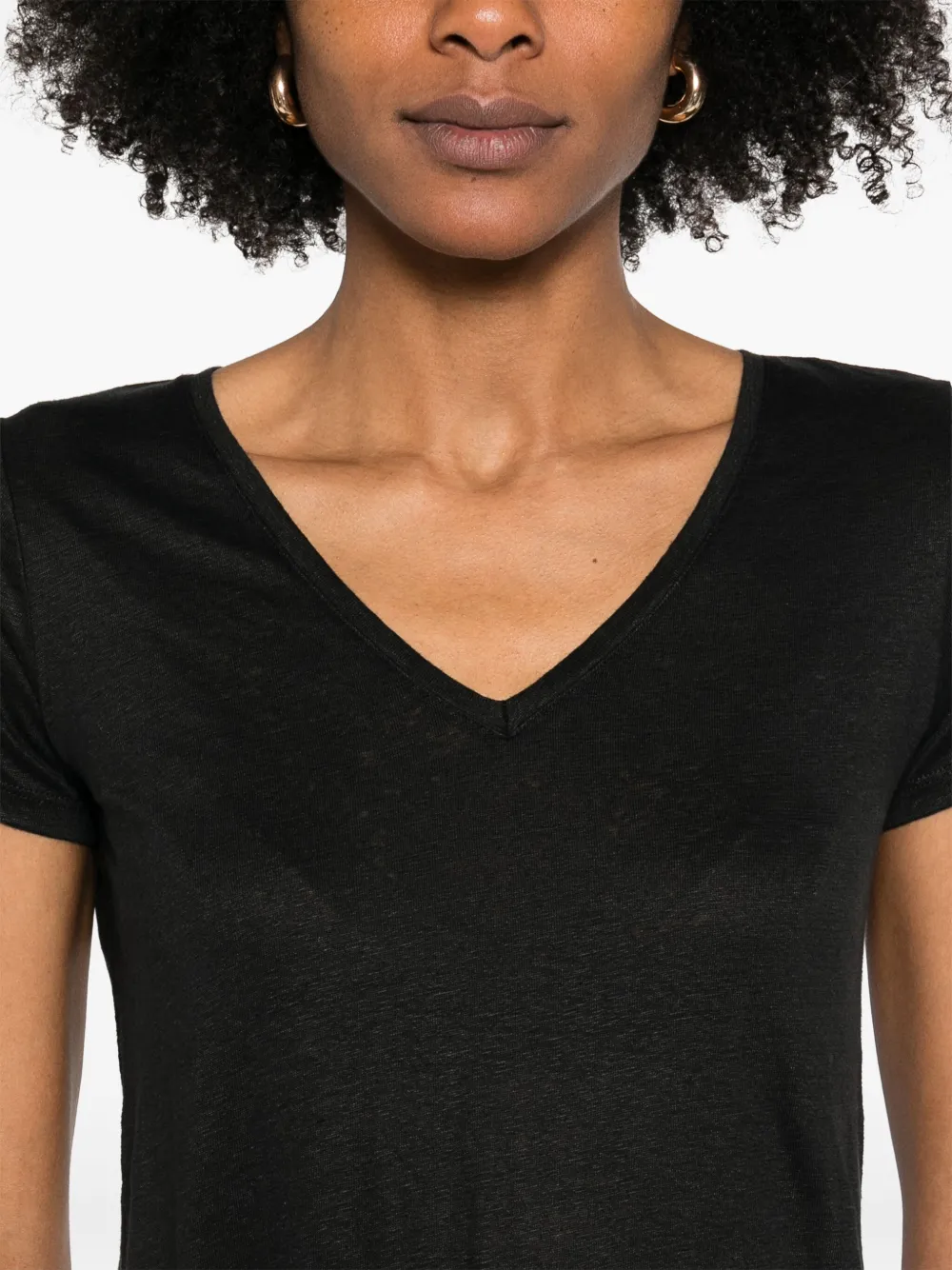 Majestic Filatures T-shirt met V-hals Zwart